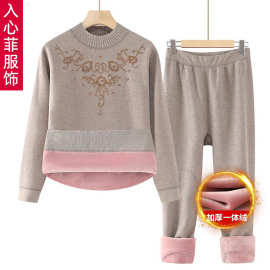 妈妈装秋冬保暖内衣加绒加厚中老年人奶奶冬装套装老太太秋衣秋裤