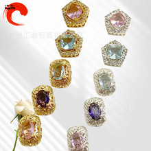 保色14K金银色微镶锆石方形四通隔珠串珠手作DIY水晶手链手机挂绳