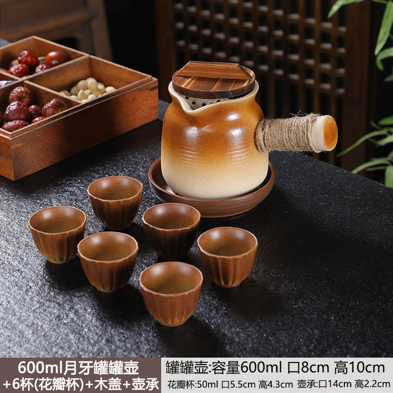 [con cubierta] horno de té de leche de horno de cocción de té de horno de cerámica gruesa de fuego abierto mango lateral del conjunto de tazas de té al por mayor