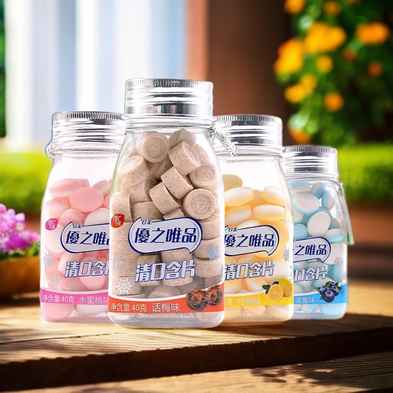 优之唯品无糖薄荷糖维c含片清新口气清凉水果糖接吻神器糖片