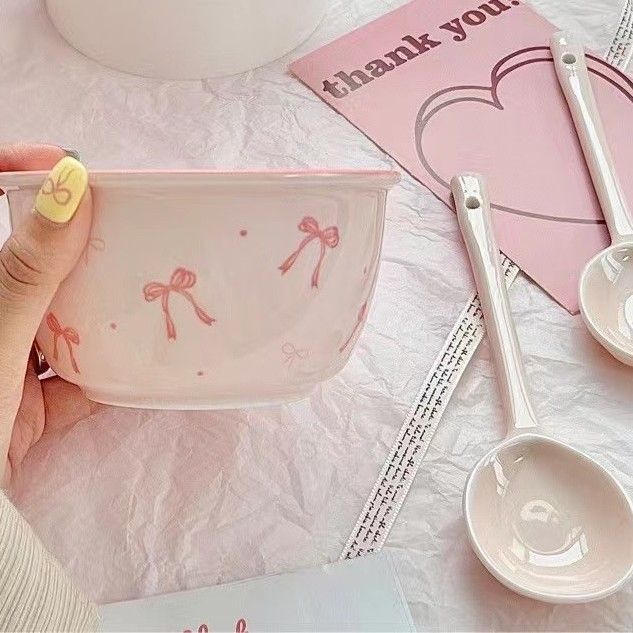 碗ins蝴蝶结碗碟套装饭碗家用陶瓷餐具高颜值盘子面碗网红草帽盘|undefined