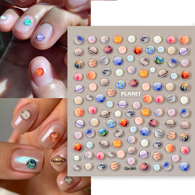Nail Art Three-dimensional Nail DIY Sticker Colorful Earth Universe Planet Penholder Hand Account Decorative Sticker Waterproof Nail Art Three-dimensional Nail DIY Sticker Colorful Earth Universe Planet Penholder Hand Account Decorative Sticker Waterproof
