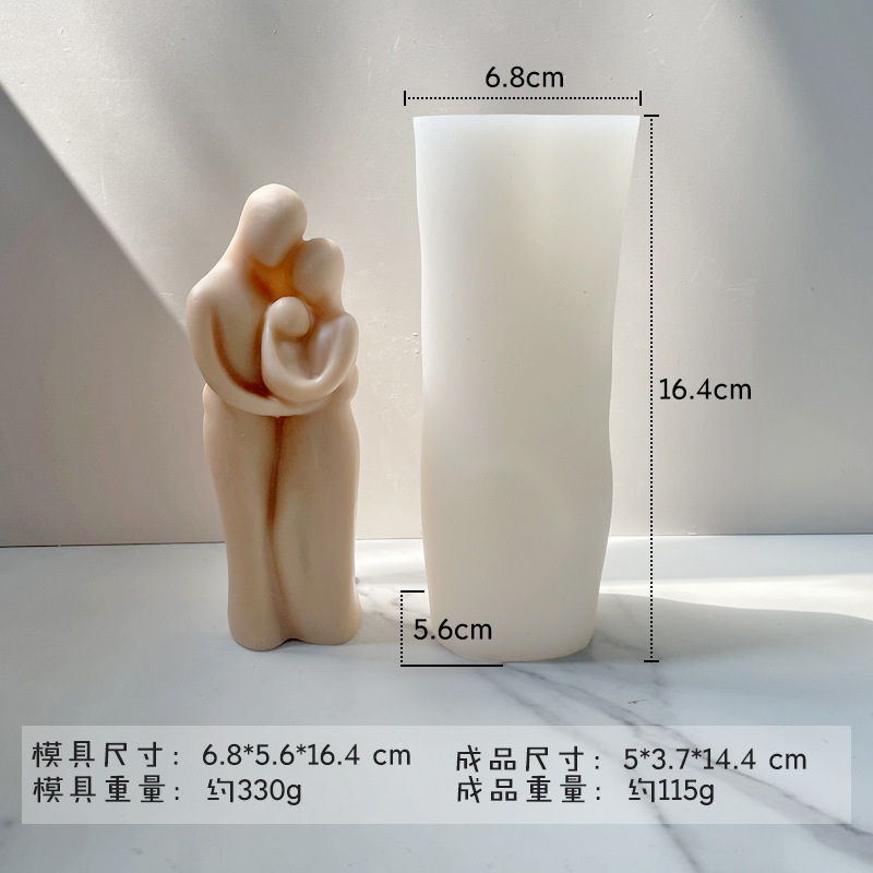 Retrato aromaterapia vela molde de silicona Madre y niño abrazo amante abrazo humano hecho a mano jabón en stock