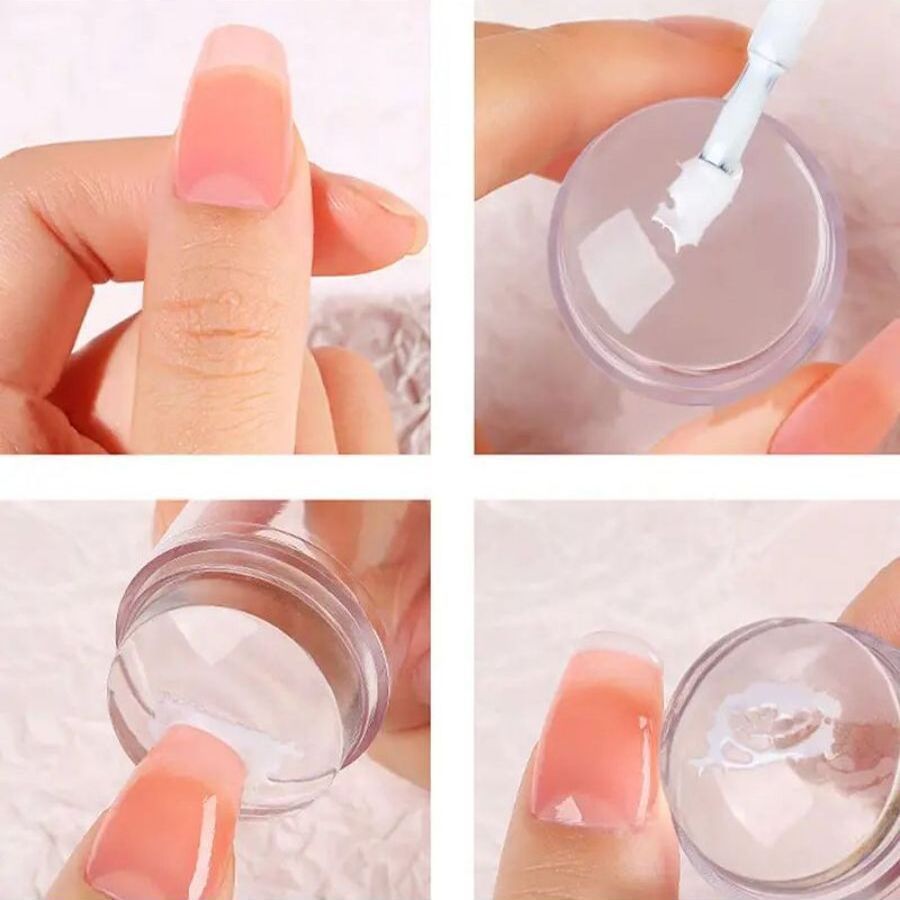 Internet celebrity manicure French nail style double-headed seal silicone cover sticker transparent headband steel plate template transfer tool