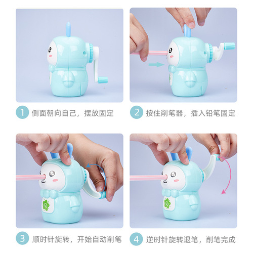 7808 Little Rabbit Pencil Sharpener Directly supplied from the manufacturer, the pencil sharpener automatically enters the pen and saves effort in cutting without getting stuck in lead.