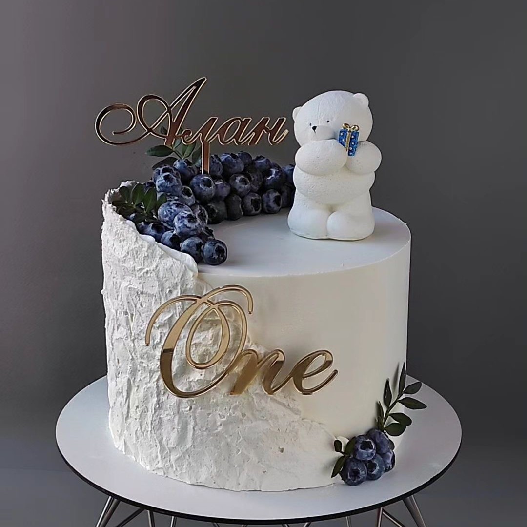Pastel de cumpleaños del bebé estilo ins transfronterizo, decoración de acrílico lateral, decoración de pastel de acrílico de un año