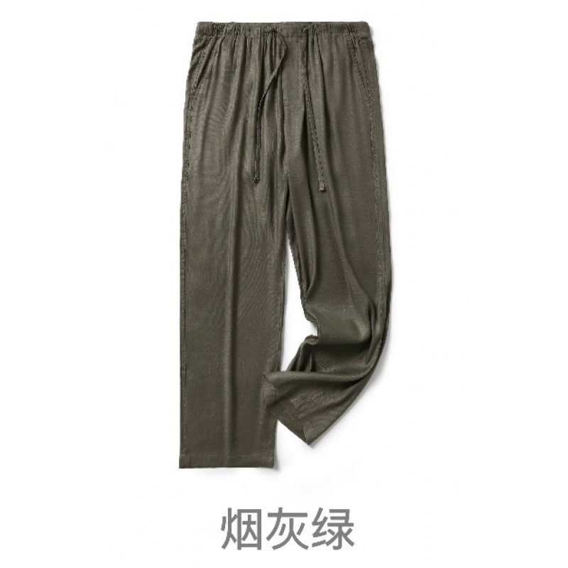 軽くて高級なキャビネット商品！麻繊維混紡涼しく通気性のある夏の新しいメンズハイエンドストレートコットンとリネンのカジュアルパンツ|undefined