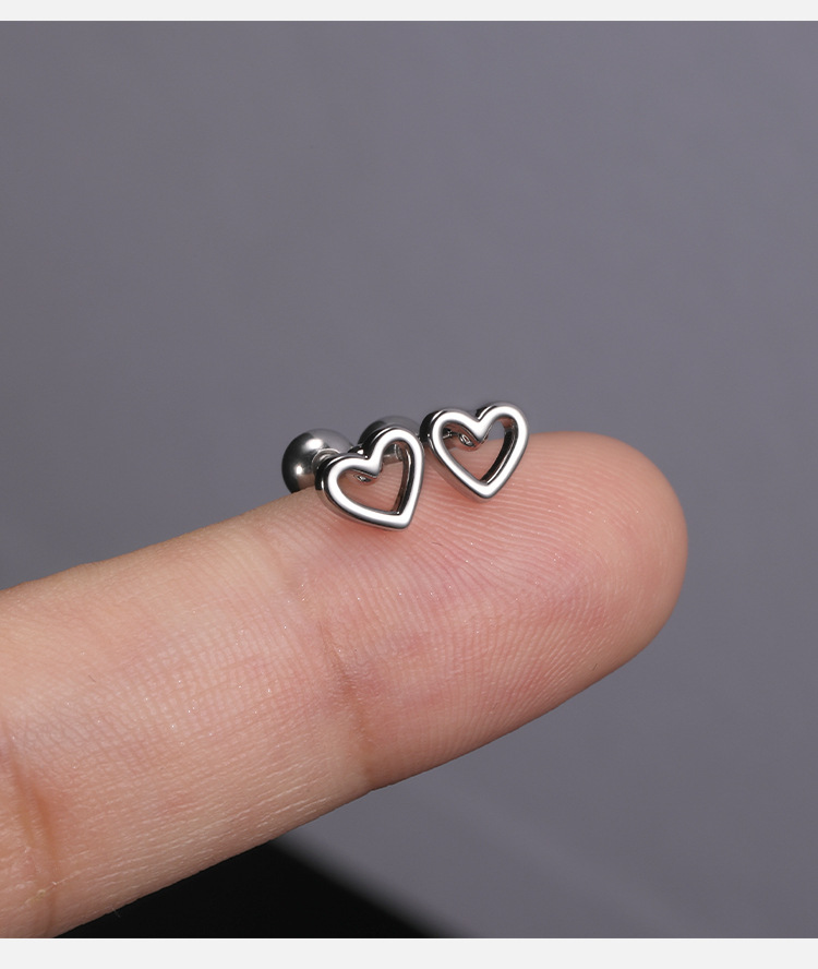 Korean New Design Titanium Steel Earrings Micro Diamond Love Bone Earrings for Cartilage detail image 8