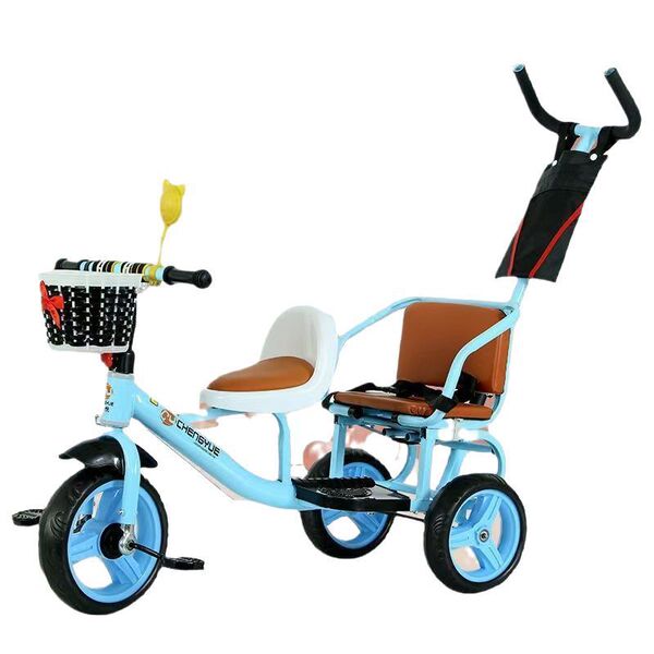 Children's three-wheeled bike for double for baby