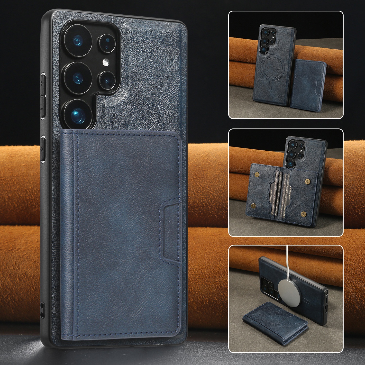Adecuado para Samsung S25Edge Paquete de tarjeta magnética de anillo plegable Estuche para teléfono móvil Estuche protector de carga inalámbrica MagSafe magnético fuerte S25U