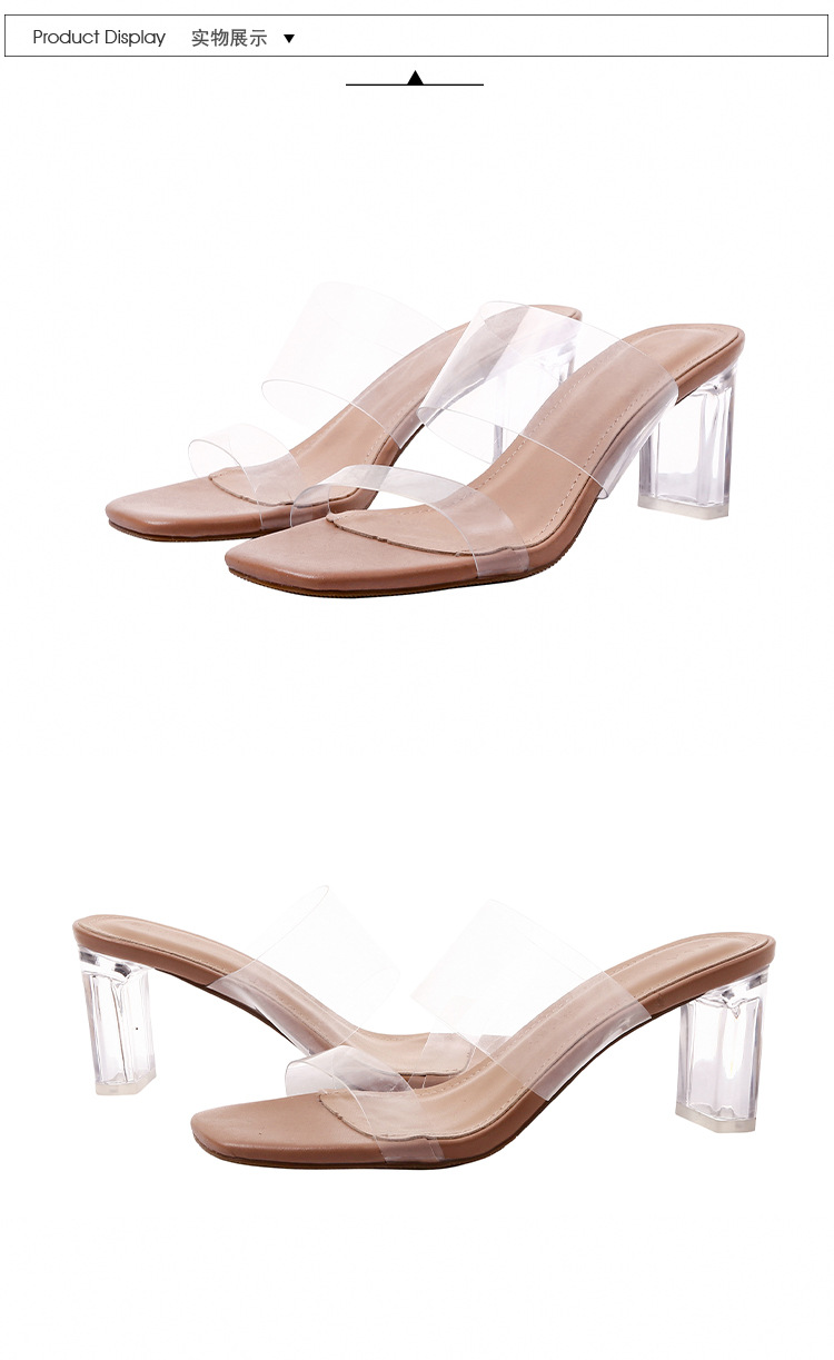 Transparent High Thick-heeled Sandals display picture 5