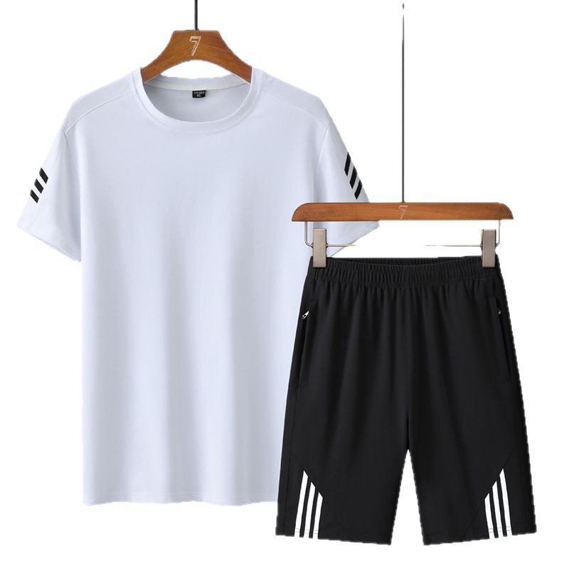 Traje deportivo de mediana edad y ancianos Traje de verano para papá de verano para hombres Camiseta de manga corta para abuelo y ancianos Ropa de verano para hombres