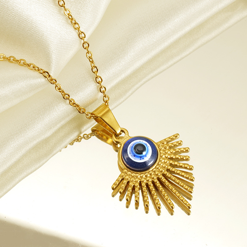 Fashion Eye Titanium Steel Enamel Plating Inlay Resin Rings Earrings Necklace