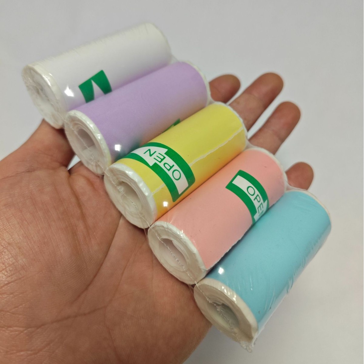 Mini impresora de papel térmico 57*25mm, etiqueta autoadhesiva, papel colorido, papel para recibos de caja registradora, papel para imprimir etiquetas
