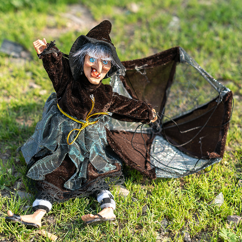 Halloween eléctrico luminoso puerta de bruja colgante de paracaídas bar decoración de casa embrujada horror juguete complicado bruja