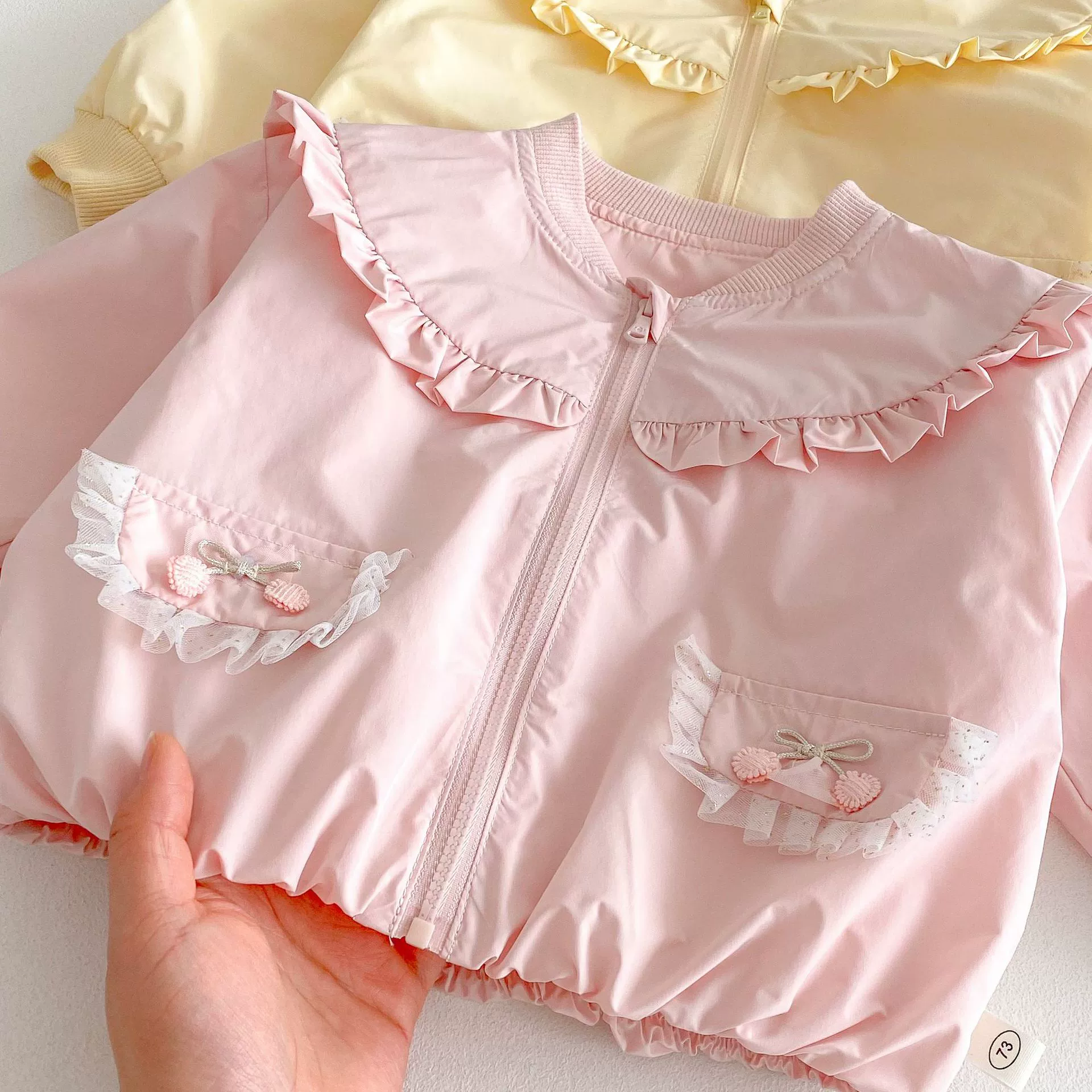 Весенняя однотонная детская куртка с бантом, корейский стиль, 0–5 лет, западный стиль