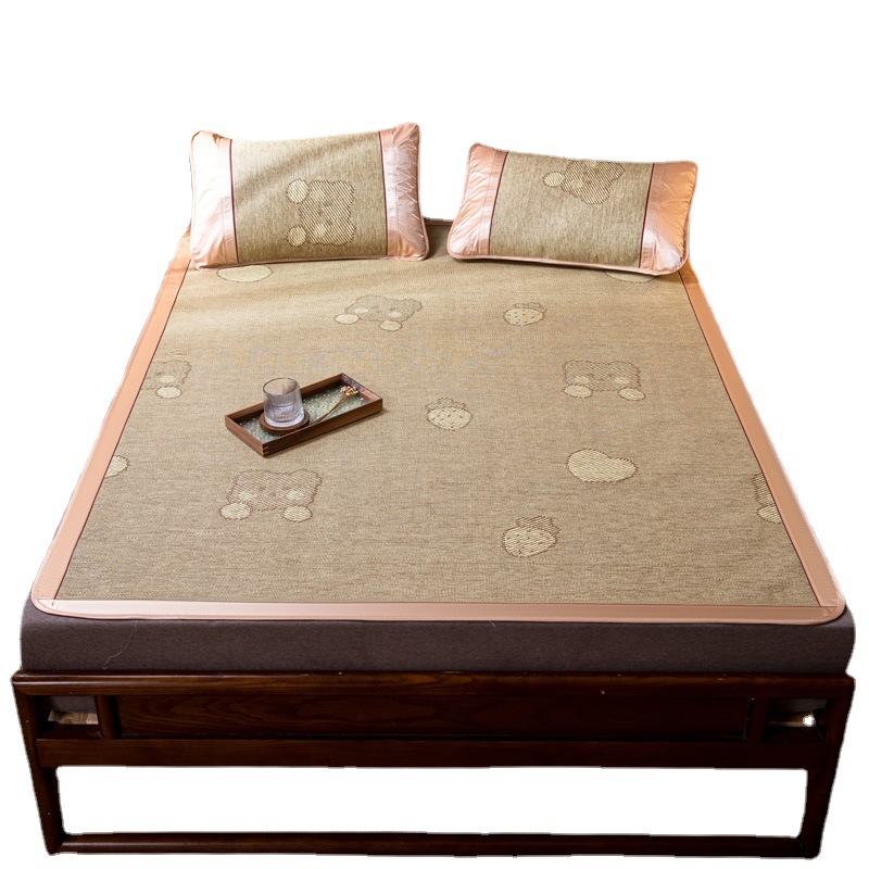 Summer New Three-Piece Rattan Mat Set, Foldable Summer Double Ice Silk Mat, Dormitory Cool Bamboo Mat Wholesale Delivery