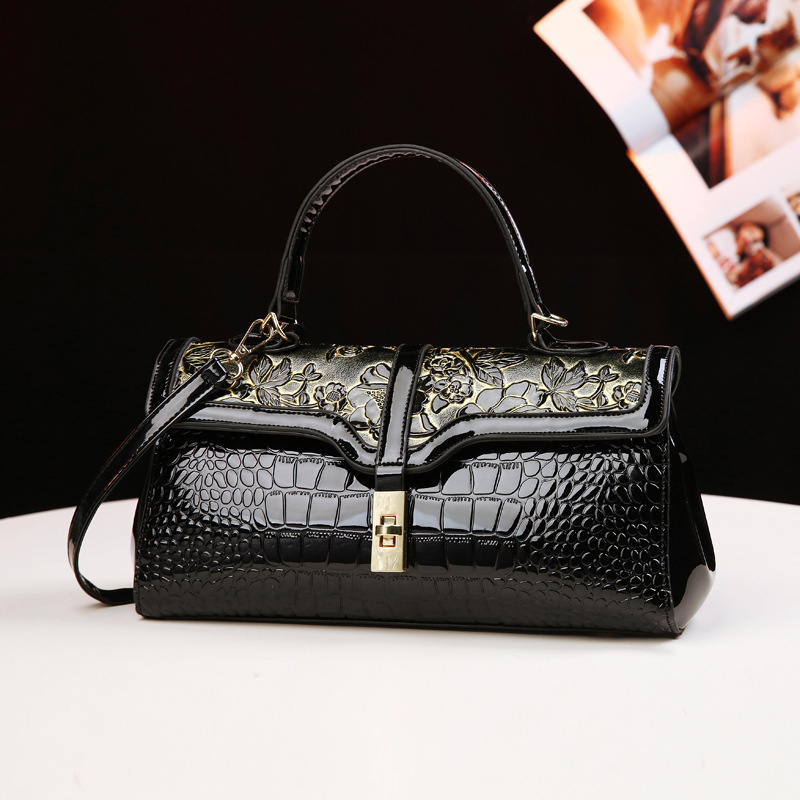 Nuova borsa da donna in pelle lucida, borsa a tracolla, borsa a tracolla con stampa nobile, borsa a tracolla alla moda, borsa da mamma, multiscomparto_voghion.com