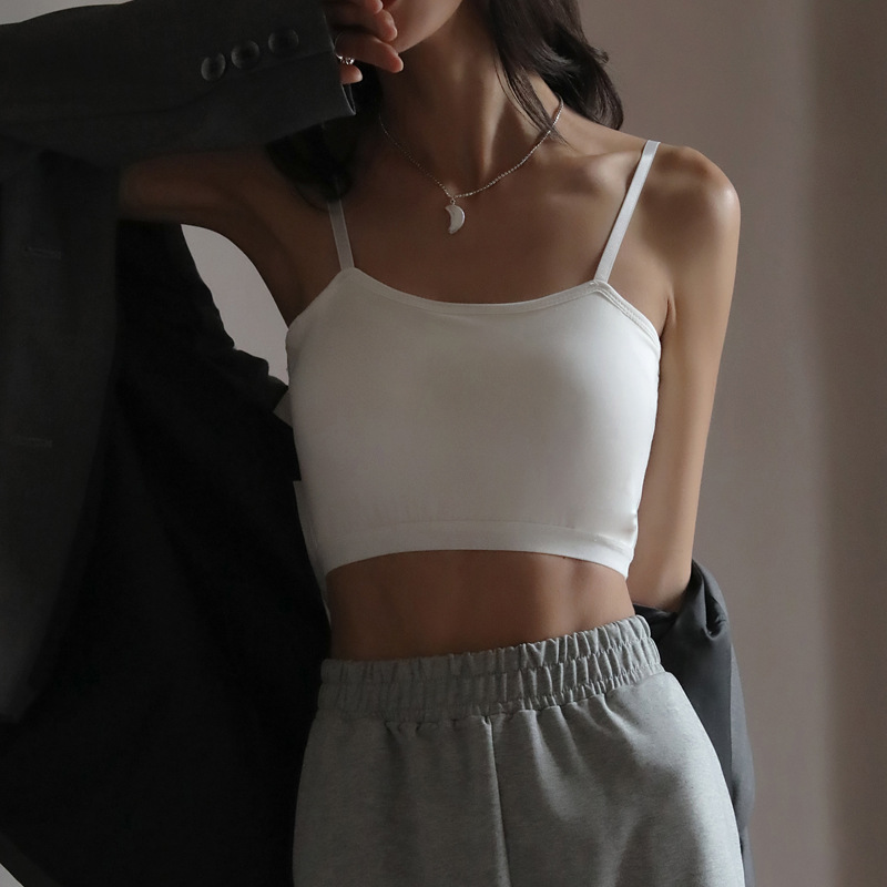 厳選カップ一体型インナーベースモーダル胸パッド付きキャミソール女性用夏アウターお腹カバー