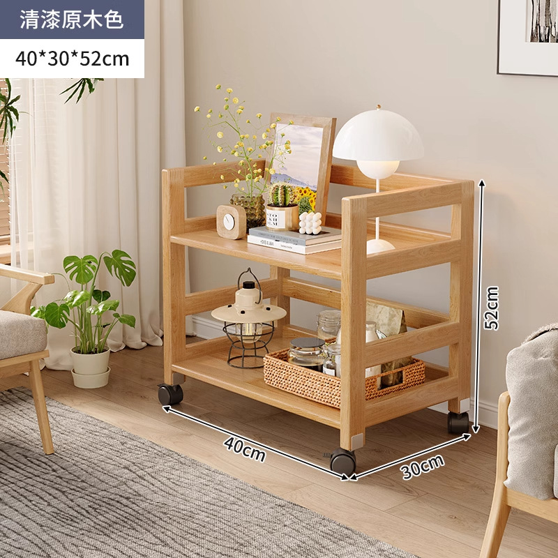 Rack de mesita de noche de madera maciza de color madera de piso a techo en el lado de la sala de estar, cochecito de varios pisos, estante de almacenamiento extraíble para dormitorio