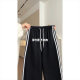 White Grey Striped Sports Pants Women's 2025 New Summer Sweatpants Loose Lazy Small Wide Leg Pants Slimming