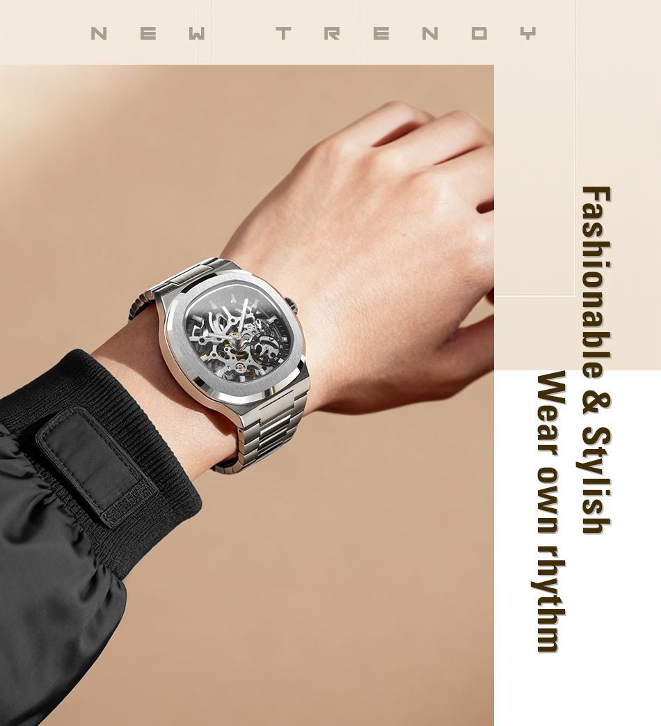 Men's Automatic Mechanical Watch European Style Hollow Design_voghion.com