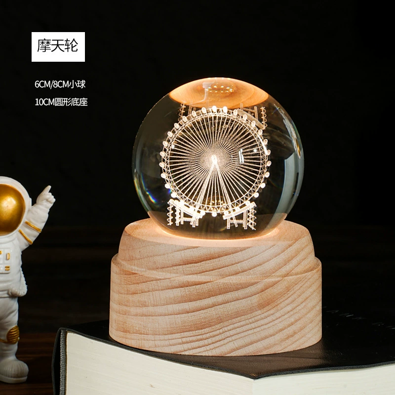 Креативный внутренне вырезанный светящийся кристальный шар 3D ночной свет, украшение, романтический подарок на день рождения, китайский День Святого Валентина, домашнее украшение