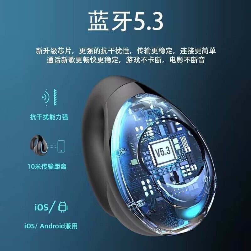 骨伝導コンセプトのBluetoothヘッドセット、新型ワイヤレスイヤークリップ式スポーツイヤホン、耳掛け式、非インイヤー型、男女兼用|undefined
