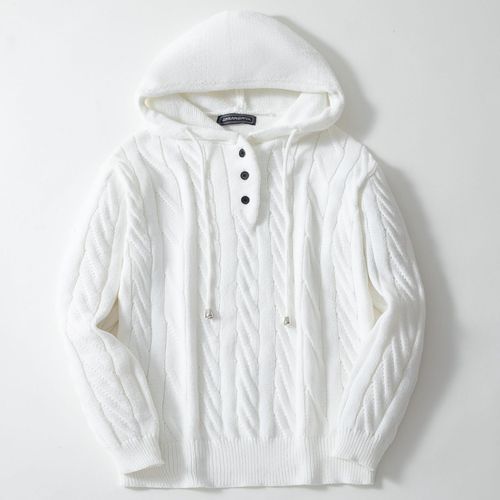Cross-border men's knitted sweater Men's twisted drawstring hooded sweater 7 needle woolen windbreaker SY0139 