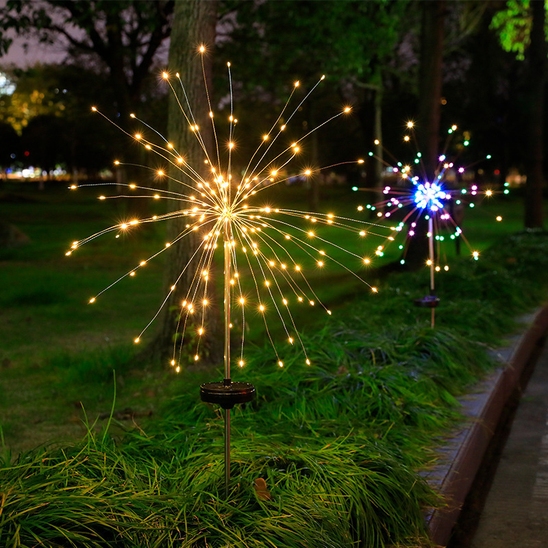 LED solar ground-embedded firework lights starry sky copper wire color light strings outdoor courtyard Christmas holiday decoration light strings