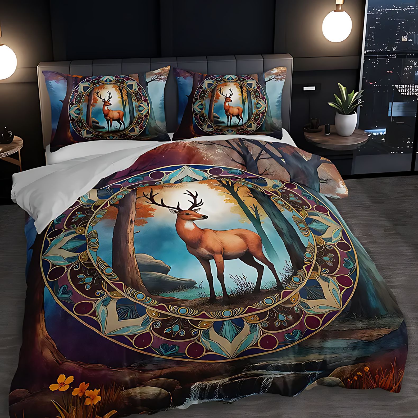 TEMU / JIT Amazon Transfronterizo Espectacular Deer Forest Diseño 3D Impresión Digital Kit Fuente Fabricante