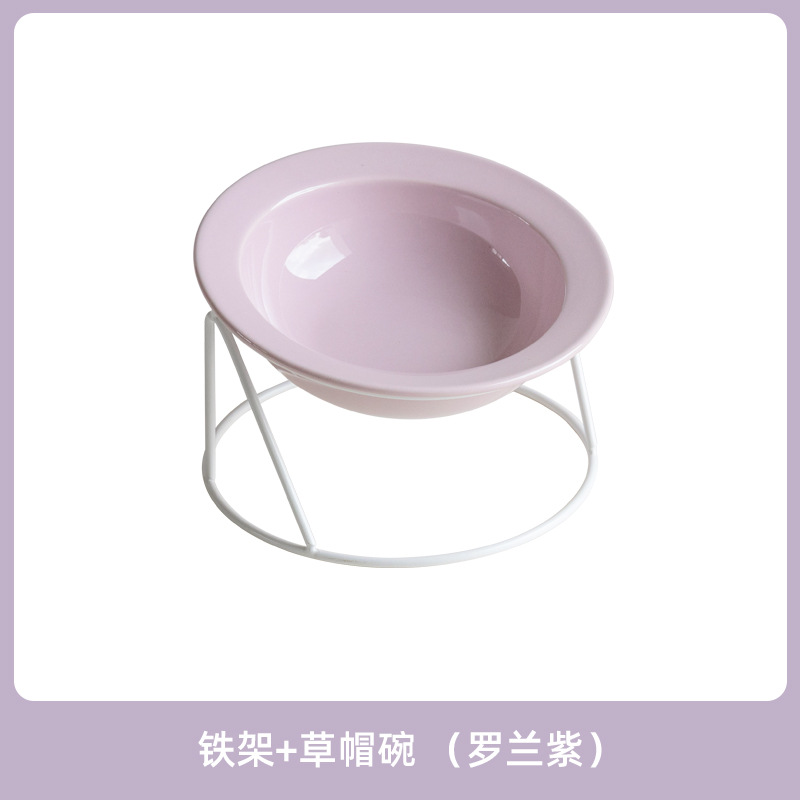 Cerámica inclinada para artículos de mascotas doble cuello protector de cuello para gatos tazón de comida para gatos aumento anti-derroquear tazón de agua para gatos y perros tazón de grano