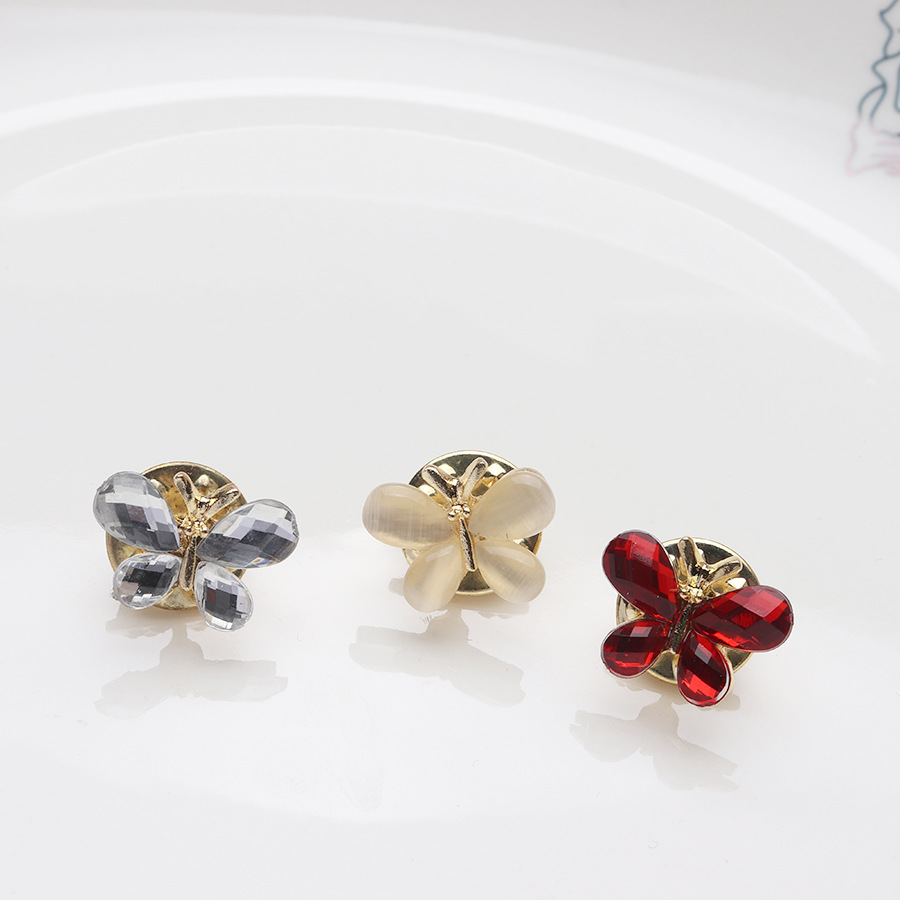 Cute Butterfly Insect Brooch And Scarf Buckle With Ruby Gemstone_voghion.com