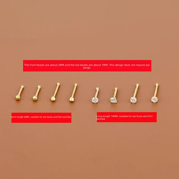 S999 Sterling Silver Earrings Women's Foot Silver Free Earplugs Ear Bone Nails Four Claw Free Pick Small Earrings Earrings Earrings Ear Stick Ear Holes