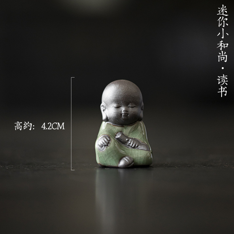 Moji Ge kilno arena púrpura pequeño monje té accesorios de cerámica zen decoración pequeña decoración del hogar