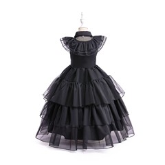 アダムスファミリー子供用女の子ドレス水曜日黒ガーゼスカートコスプレパーティードレス