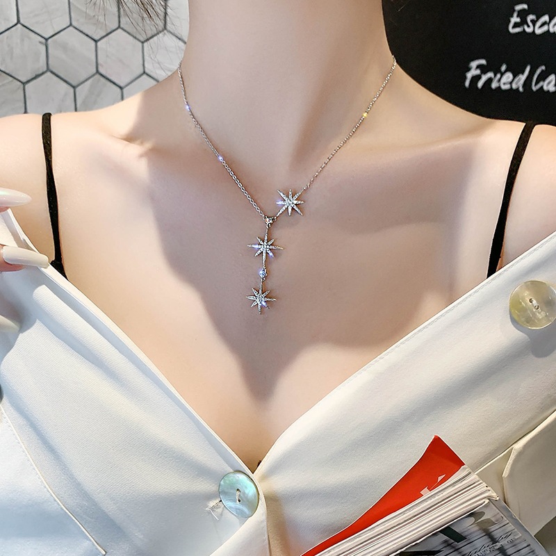 10g Weight 0.03µm-0.05µm Gold Plating Thickness PVD Coated Gold Plating Process PVD Coated Real Gold Plated Star Stainless Steel IG Style Basic Waterproof Non Tarnish Necklace