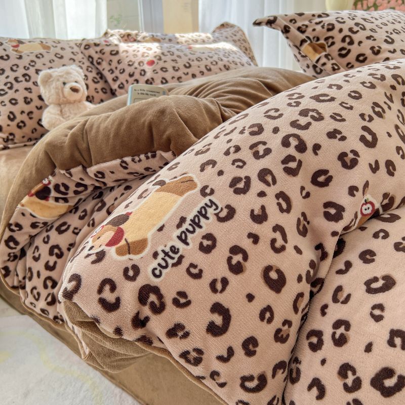 高克重牛奶绒被套单件居家保暖冬季四件套床单人学生宿舍三件套