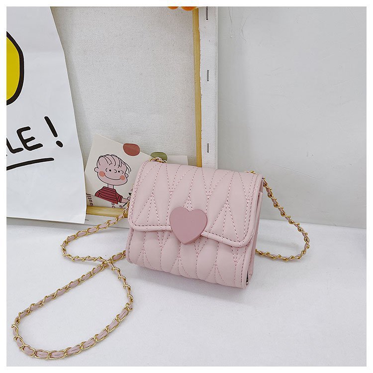 Girl's Mini Pu Leather Heart Shape Solid Color Basic Streetwear Square Flip Cover Shoulder Bag Crossbody Bag display picture 1