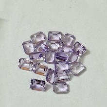 批发天然巴西紫水晶小八角裸石 长方形祖母绿切 浅色薰衣草色紫晶