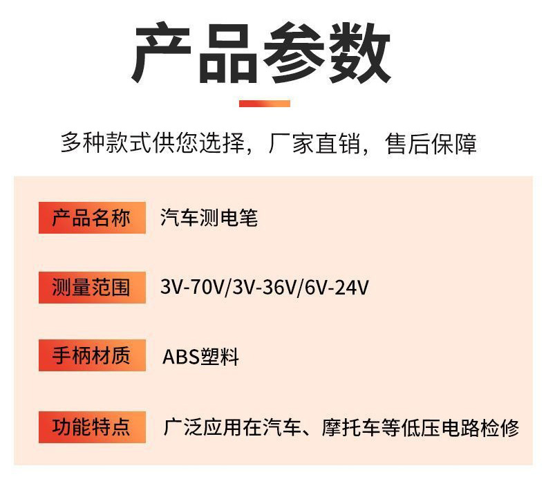 Automotive test light, fuse tester, voltage tester, LED test light, digital display for cars, 12V/24V voltage tester