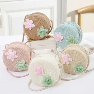 Cross-border new straw garden bag travel change key bag travel flower letters Joker Korean version of factory direct sales