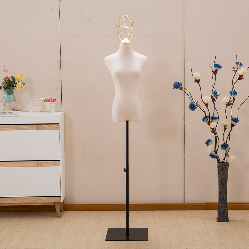 Modelo accesorios mujer medio-longitud tienda de ropa ventana molde marco galvanoplastia base de hierro de oro cabeza de alambre de pie modelo marco maniquí