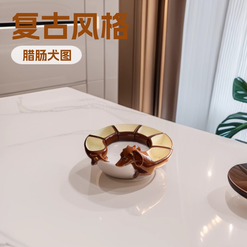 2026 Cross-Border Tableware Retro Dachshund Fruit Splicing Plate Set Creative Grid Plate Home Decoration Ornaments 2026 Cross-Border Tableware Retro Dachshund Fruit Splicing Plate Set Creative Grid Plate Home Decoration Ornaments