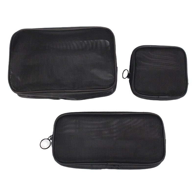 Mesh Transparent Toiletry Bag, Travel Makeup Bag, Storage Bag, Handbag-Style Breathable Cosmetics and Toiletries Organizer Bag