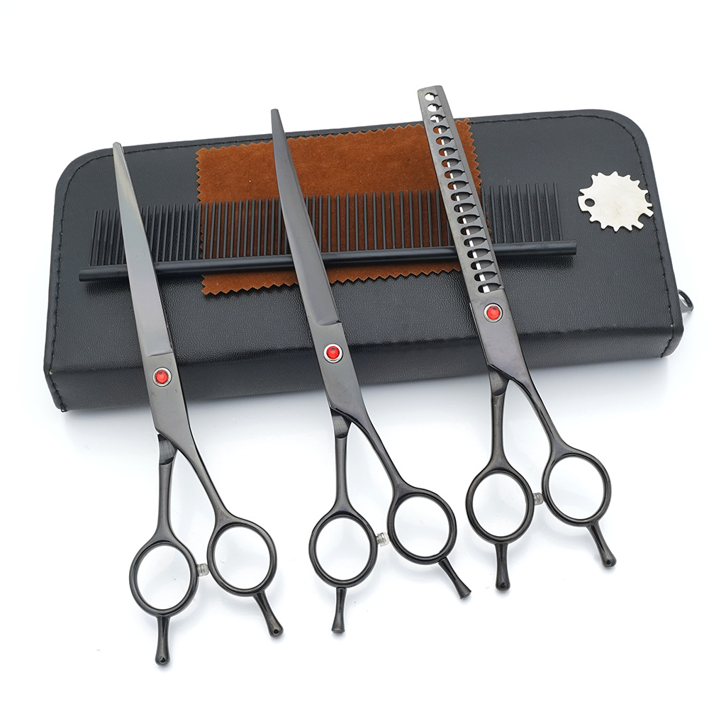 Ventas directas de fábrica para mascotas de acero inoxidable de 7 pulgadas tijeras de aseo para mascotas tijeras de corte de pelo para perros tijeras finas de espina de pescado