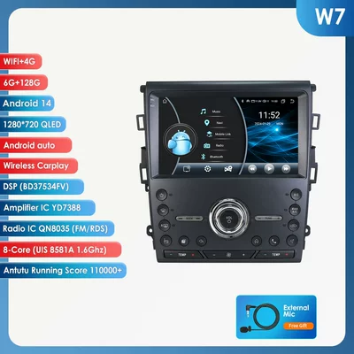 DVD Navigation navigation with CarPlay - 6128g-wifi4g-lte-version-8581a-carplay-octa-core-compatible-with-the-us-version-of-ford-fusion-2nd-generation-2013-2019-9inch-frame