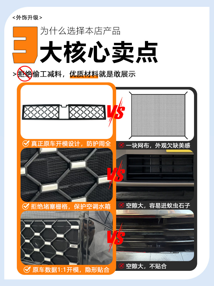 Suitable for Xpeng GX, insect-proof mesh intake grille protective cover accessory, snap-on insect-proof mesh, no-disassembly modification supplies