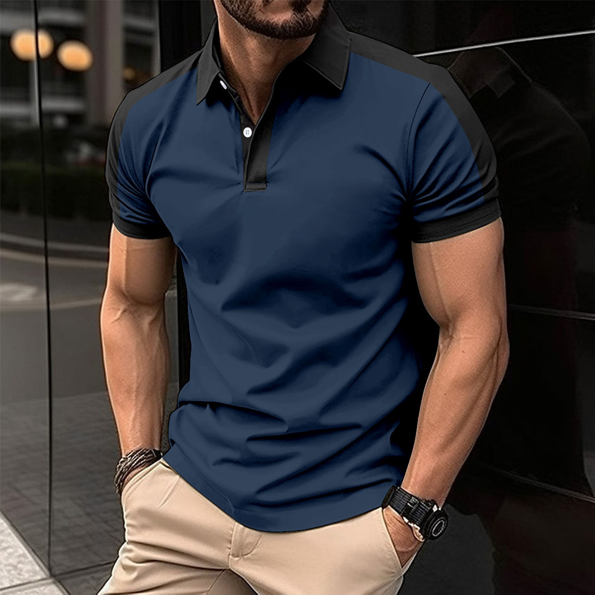 246g Weight Short Sleeve Sleeve Length Polyester Fabric Type Regular Top Length Casual, Daily Occasion Turndown Neckline Regular Fit Fit Type Color Block Pattern Summer Season Men's Gender Simple Style, Classic Style Style Wholesale Men's Polyester Simple Style Classic Style Color Block Short Sleeve Men's T-shirt 2