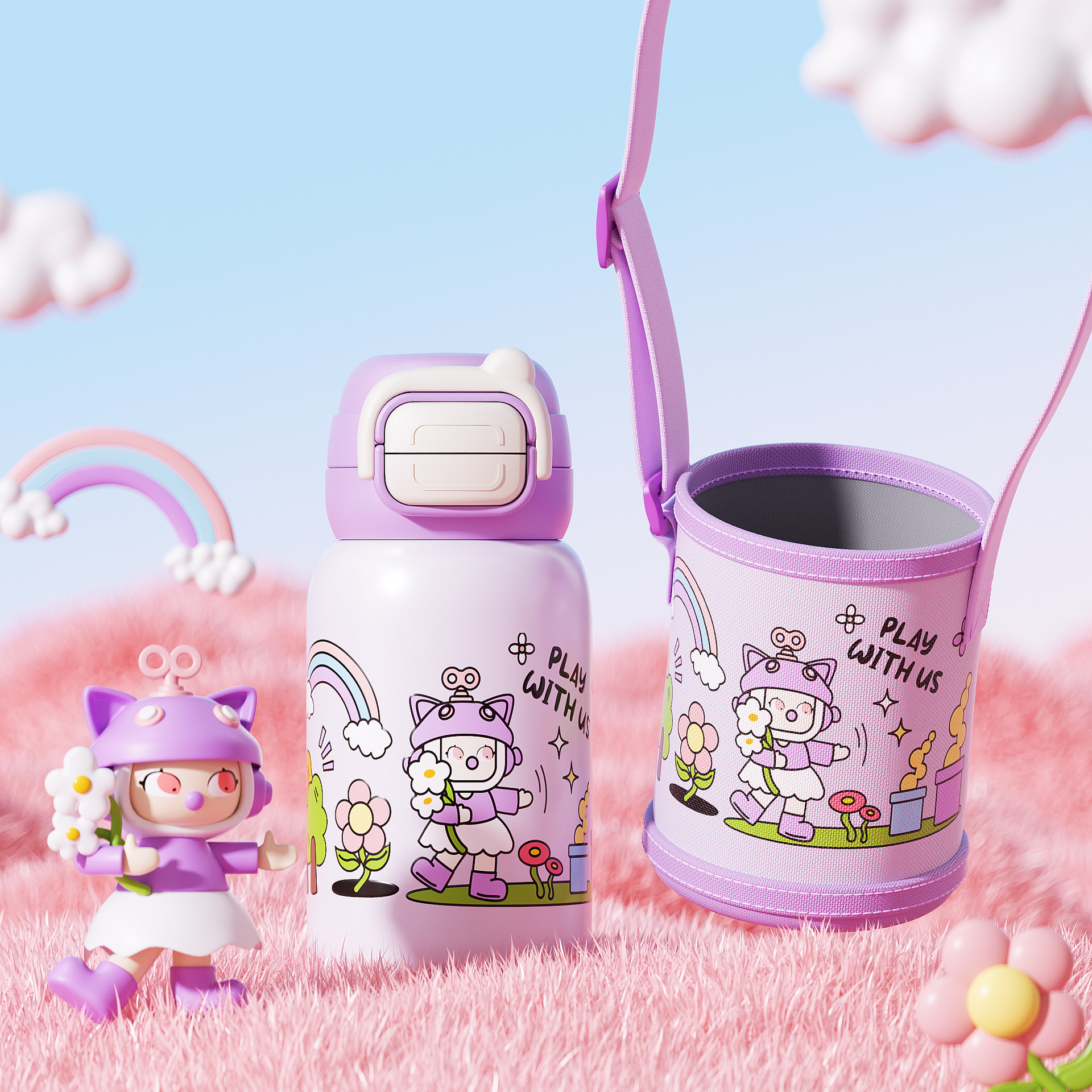 Taza de calentamiento para niños rojo de alta cara caricatura encantadora para bebés de bebés de dos bebidas taza de paja de acero inoxidable 316